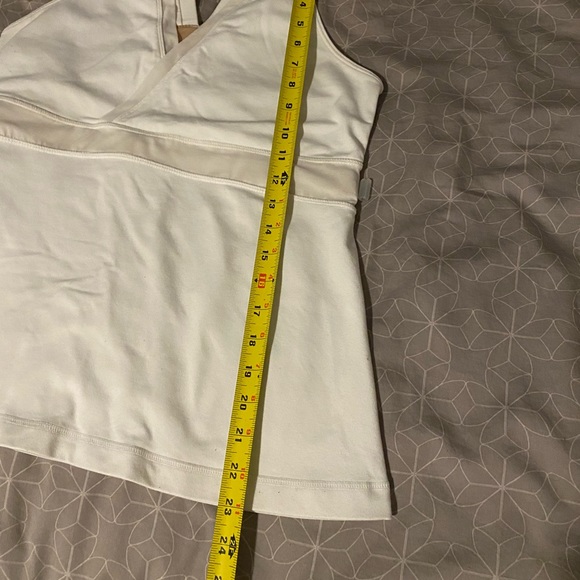 Lululemon White Mesh Back Deep V Tank - Picture 3 of 9